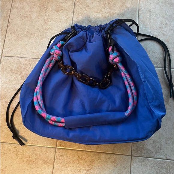 Blue Tote Bag with Colorful Handles - Picture 4 of 4